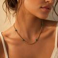 18K Gold Natural Malachite Twist Chain Necklace