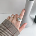 Office Wide Irregular 925 Sterling Silver Adjustable Ring