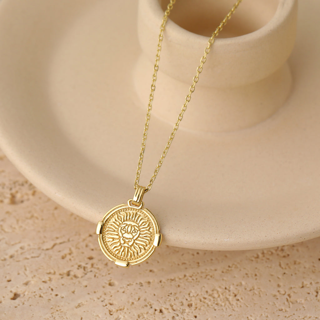Fashion Gold 2D Lion 925 Sterling Silver Necklace