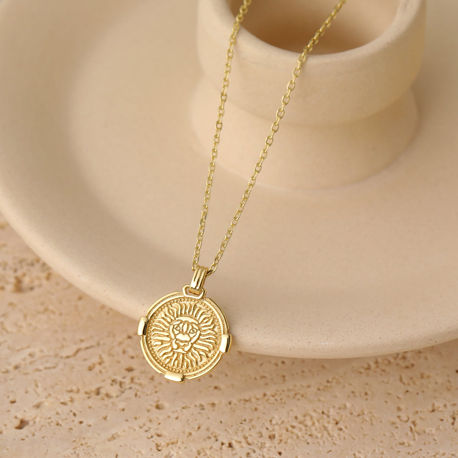 Fashion Gold 2D Lion 925 Sterling Silver Necklace